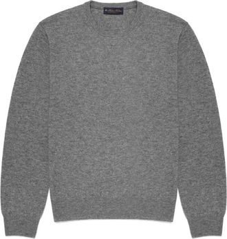 Brooks Brothers Wool and Cashmere Crew-Neck Sweater - Heren - Ronde hals truien - Grijs - M - Wol - Truien & Vesten
