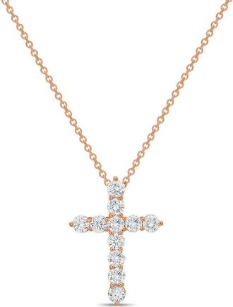 Diana M. Jewels 14kt Rose Gold 2.00 cts Lab Grown Round Diamond Cross Pendant