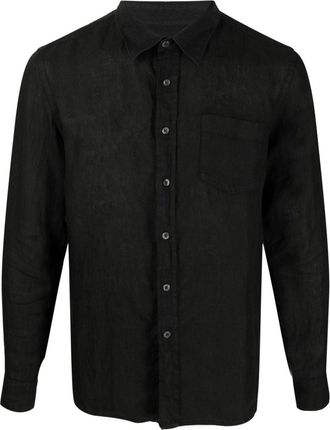 120% Lino long-sleeve linen shirt - men - Linen/Flax - S - Black