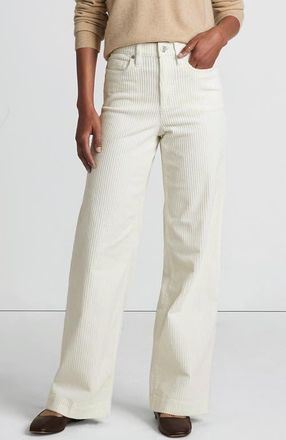 Lands End High Rise Wide Leg Corduroy Pants in Ivory at Nordstrom, Size 16