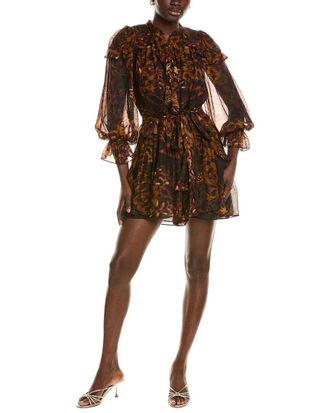 Marchesa Notte Silk-Blend Mini Dress