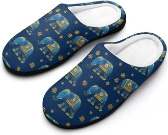 Generic Elephant Indian Funny Mens Cotton Slippers Soft Non-Slip Rubber Sole House Slipper Indoor Outdoor