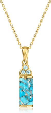 Ross-Simons Turquoise Pendant Necklace With. Swiss Blue Topaz in 18kt Gold Over Sterling
