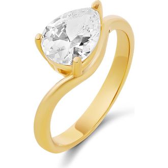 SHYMI Pear-Cut Cubic Zirconia Wave Ring in Gold at Nordstrom, Size 6