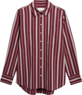 Armedangels Gestreept Wijde Blouse - Dames - Overhemden - Rood - L - Katoen - Overhemden