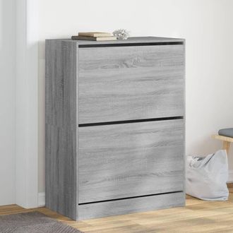 vidaXL Vidaxl - Mueble Zapatero 2 Cajones Abatibles Gris Sonoma 80x42x108 Cm