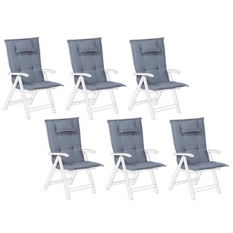 Beliani Conjunto De 6 Cojines Para Silla De Jard&iacute;n Azul Asiento Respaldo Comodidad Descanso Java/amantea