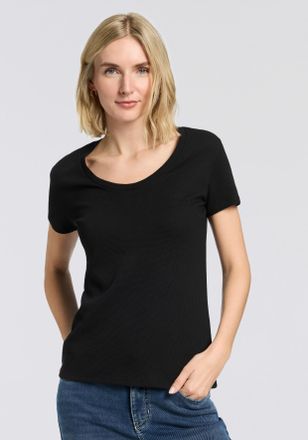 HUGO BOSS T-Shirt BOSS, Damen, Gr. XL, schwarz, Obermaterial: 60% Baumwolle, 40% Polyester, unifarben, normal, Rundhals, Shirts T-Shirt, Rundhalsausschnitt, Waf