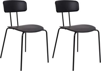 Beliani Set of 2 Dining Chairs Armless Design Plastic Seat Metal Legs Black Sibley