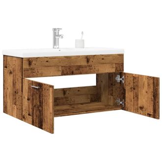 Berkfield Home Bathroom Sink Cabinet with Built-in Basin Old Wood in Brown