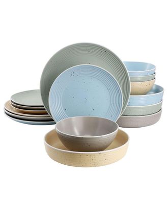 Elama 16Pc Double Bowl Dinnerware Set