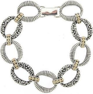 Samuel B. Oval Filigree Chain Link Bracelet in Silver And Gold at Nordstrom Rack