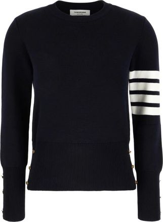 Thom Browne Stijlvolle Gebreide Collectie - Dames - Ronde hals truien - Blauw - XS - Truien & Vesten