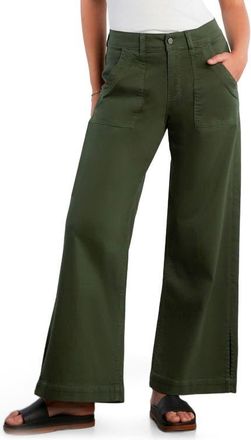 HINT OF BLU Jackie Side Slit High Waist Wide Leg Jeans in Black Forest at Nordstrom, Size 27