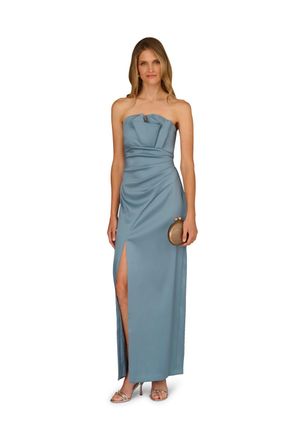 Adrianna Papell Womens Aidan Stretch Mikado Long Dress - Blue - Size 8 UK