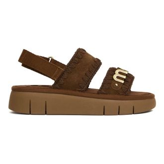 Mou Flat Sandals, female, Brown, Size: 10 US Bounce Suede Flatform Sandals