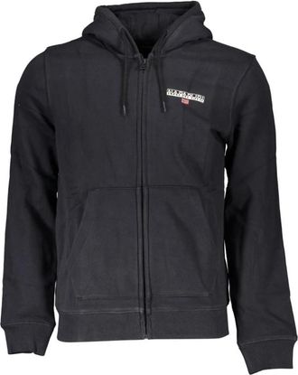 Napapijri Elegant Fleece Hoodie in Zwart - Heren - Vesten met rits - Zwart - S - Katoen - Hoodies & sweatvesten