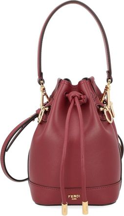 Fendi Womens Bucket Bag Mon Tresor Leather Bordeaux Handbags Hand
