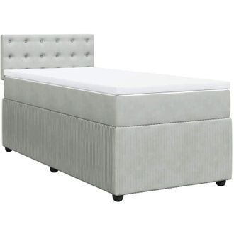 vidaXL Cama Box Spring Con Colch&oacute;n Terciopelo Gris Claro 80x200 Cm Vidaxl