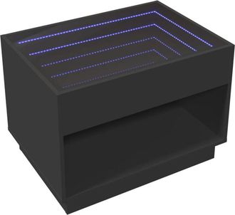 vidaXL Coffee Table with Infinity led Black 70x50x50 cm Vidaxl
