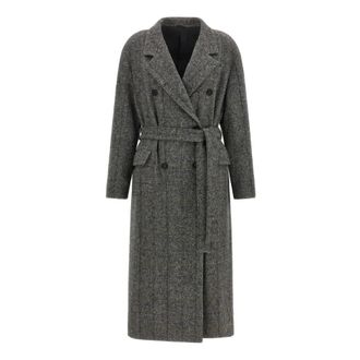 Brunello Cucinelli Jassen, Dames, Grijs, 2Xs, Tweed, Techno Alpaca Check Tweed Jas