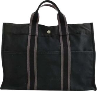 Herm&egrave;s Pre-owned Herline Tote - Dames - Vintage Shopper - Zwart - ONE Size - Katoen - Vintage