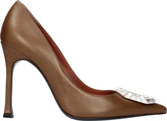 Amina Muaddi Womens Begum Pointedtoe Leather Pump - Tan - Size EU 40