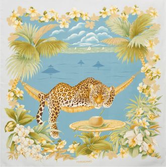 Ferragamo Women Jungle print silk foulard Blue