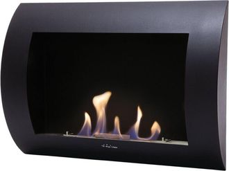 Purline Purline - Chimenea De Etanol Mural Con Panel Frontal Curvado Negro