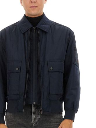HUGO BOSS Removable Lining Bomber Jacket - Blue
