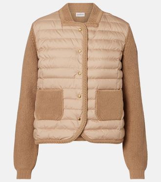 Moncler Down-paneled cotton cardigan