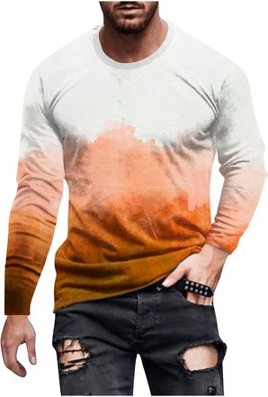 Generic Mens T-Shirts Long Sleeve Tee Shirts for Men Smart Casual Graphic Tshirts Crew Neck Muscle Fit Tshirt Moisture Wicking Tees Stretchable Gym Tops Desig