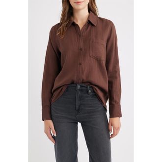 Rails Freeman Cotton Button-Up Shirt in Espresso at Nordstrom, Size Xx-Small