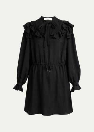 Chlo&eacute; Ruffled Tieneck Silk Mini Dress