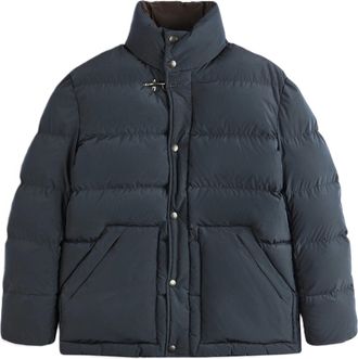 Fay Black Quilted High Collar Snap Button Padded Jacket