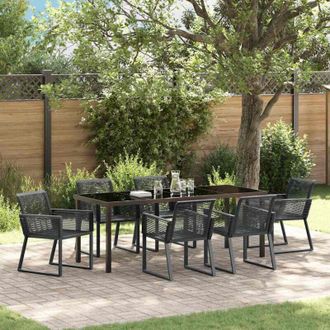 vidaXL Conjunto De Comedor De Jard&iacute;n 7 Pcs Negro Vidaxl