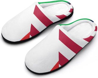 Generic U.S.A And Italian Flag Mens House Slippers Memory Foam Washable Cotton Slip on Home Shoes