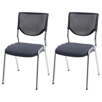 Hhg Hhg - Juego De 2 Sillas De Visita T401, Silla De Conferencia Apilable, Tela/textil, Asiento Gris Oscuro, Patas Cromadas