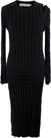 Proenza Schouler Black Ribbed Cut Out Bodycon Dress Size M
