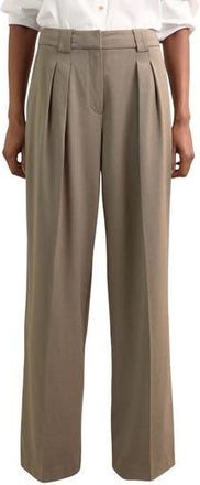 Reiss Poppie Pleat Front Wide Leg Pants in Neutral at Nordstrom Rack, Size 8 Us / 12 Uk