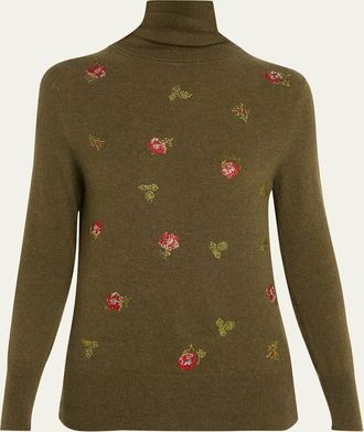 Libertine - Libertine Florecita Embellished Cashmere Turtleneck Sweater