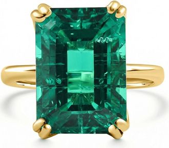 Pompeii3 Certified 6 3/4Ct Emerald Solitaire Ring 14k Gold Lab Grown
