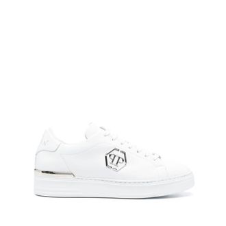 Philipp Plein White Logo Hexagon Sneakers
