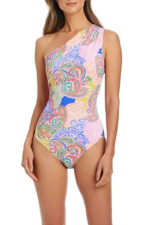 Bleu Rod Beattie One-Shoulder One-Piece Swimsuit in Pink Multi at Nordstrom, Size 10