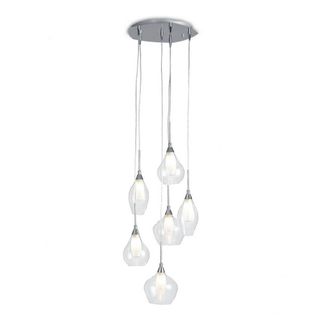 Netlighting SKYLINE 6 Light Cluster Pendant Ceiling Light Transparent 42x22.5cm in Grey | Size: 42x22.5 cm