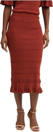 Twinset Rokken, Dames, Bruin, M, Leer, Midi Rok