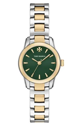 Tory Burch The Small Miller Two-Tone Bracelet Watch, 28mm in Green/two Tone at Nordstrom