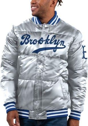 Starter Mens Starter Silver Brooklyn Dodgers Cooperstown Collection Bronx Satin Full-Snap Bomber Jacket at Nordstrom, Size X-Large