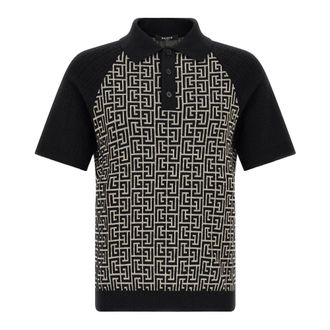 Balmain PB Monogram Jacquard Polo Shirt - male - Balmain - Polo Shirts - Multicolor - 2XL - Tops