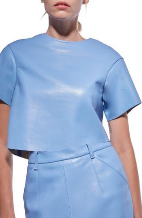 AS by DF Beck Recycled Leather Tee in Powder Blue at Nordstrom, Size X-Small